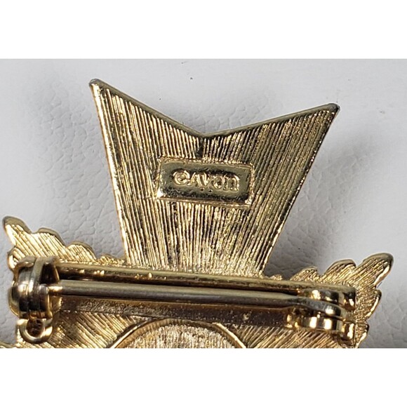 1983 Avon Maltese Cross Allegro Collection Amber Color Gold Tone Brooch Pendant - Picture 12 of 13